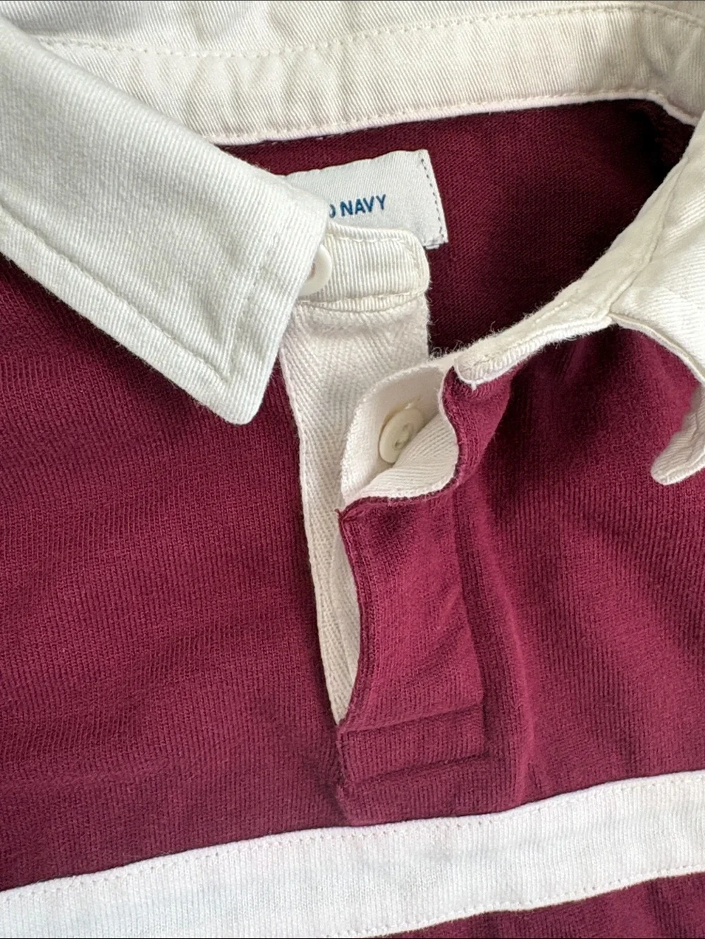 Old Navy Kids Color-Block Rugby Polo Shirt Wine Stain Maroon Size M (8)